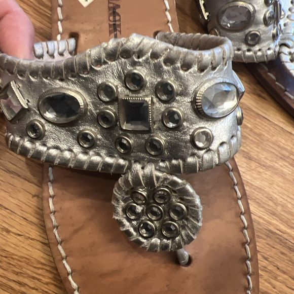 JACK ROGERS 10 M Limited Edition Bling Stone Diamond Silver Sandals Hamptons - Picture 1 of 7